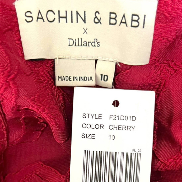 Sachin & Babi Gabby 80s-Inspired Puff Sleeve Cut-Out Tie Back Midi Dress 10 - Picture 10 of 14